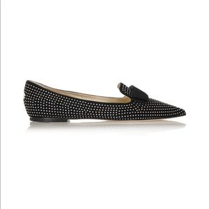 Jimmy Choo Gala studded suede Black Point Flats 38